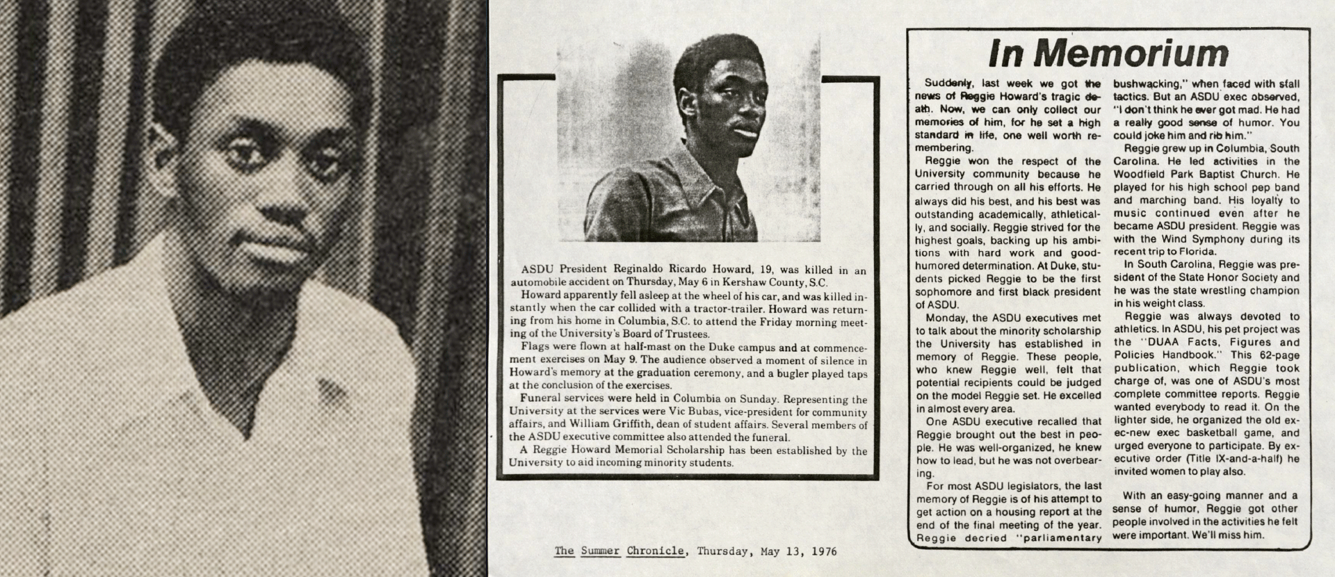 Reggie Howard In Memorium Newspaper clippings