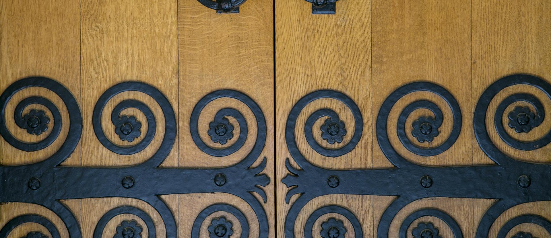 Close up of Duke Chapel door.