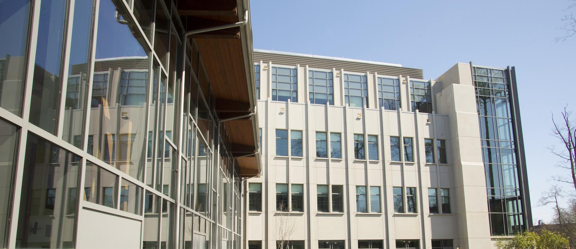 A photo of the School of Nursing building exterior on a sunny day.