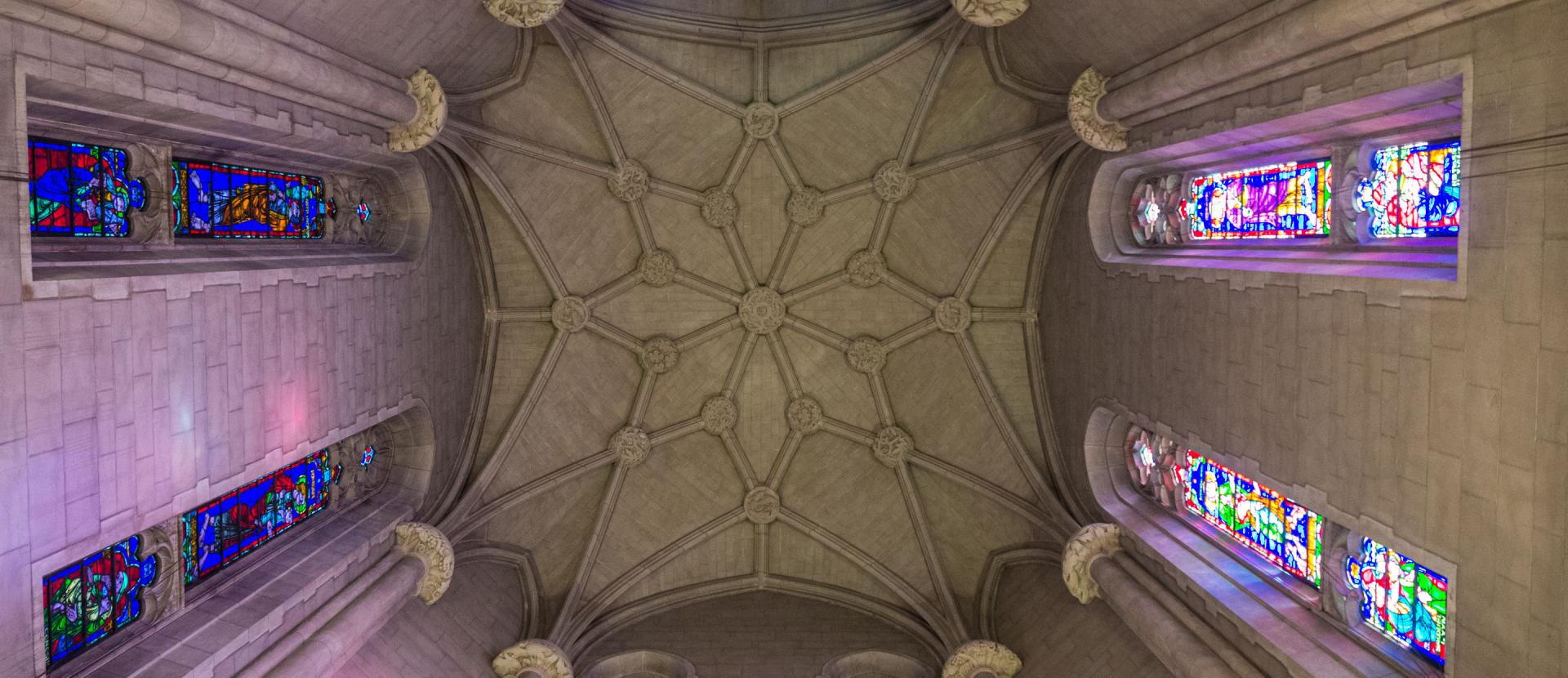 View of the top inside of Duke Chapel.