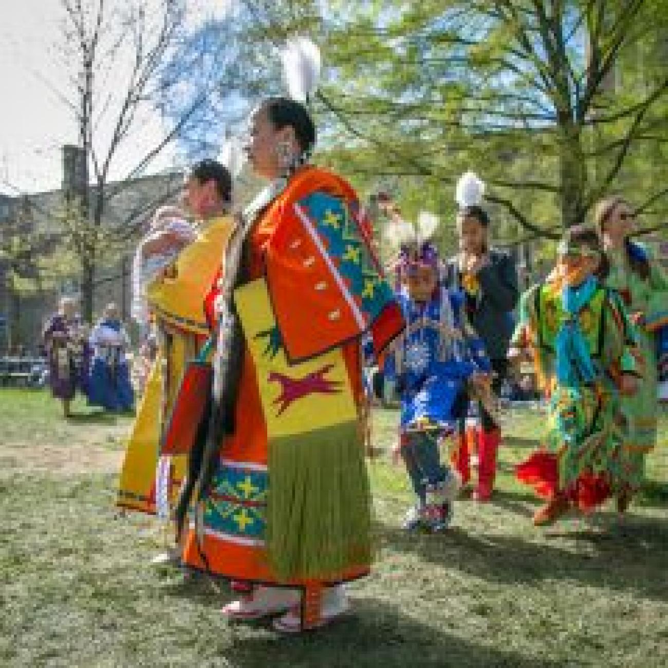 Native American tribes perform during the Duke 9th Annual Powwow, hosted by the Duke University Center for.Multicultural Affairs & the Native American Student Alliance, on the Abele Quad. About 15 tribes, including Haliwa-Saponi, Lumbee, Tuscarora, Coharie, Waccamaw Siouan, Cherokee, Shawnee, Navajo, and Lakota performed the women’s and men's fancy dance, women’s jingle dress, and tiny tots