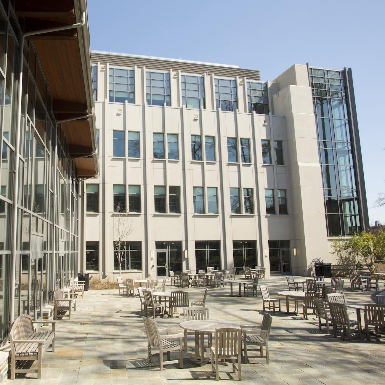 A photo of the School of Nursing building exterior on a sunny day.